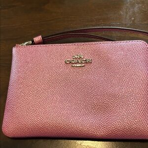 Coach Metallic Pink Wristlet